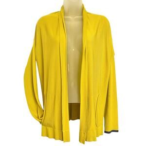 NIU Yellow Lightweight Jersey Shawl Collar Open Cardigan NIŪ Sweater Size M
